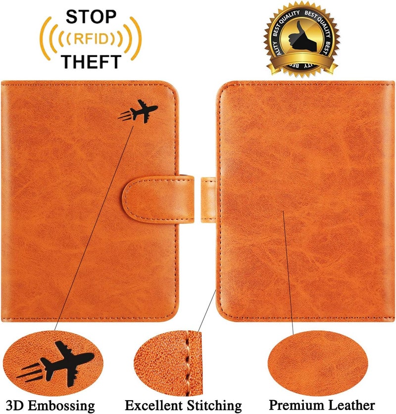 PASCACOO Passport Holder Cover Wallet RFID Blocking Leather Card Case Travel Accessories for Women Men (#Claybank) - Image 2