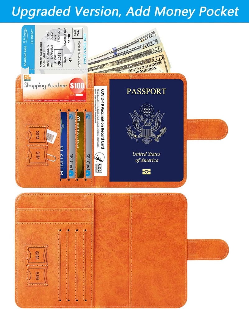 PASCACOO Passport Holder Cover Wallet RFID Blocking Leather Card Case Travel Accessories for Women Men (#Claybank) - Image 3
