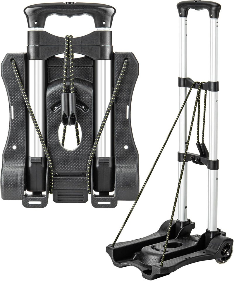 Vsaikeo Small Folding Hand Truck Dolly with 2 Wheels, Lightweight Aluminum Foldable Luggage Cart, Collapsible Cart Portable Dolly for Airport Travel Moving Use - Image 1