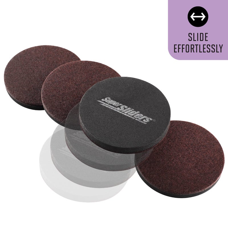 Super Sliders 3 1/2"" Round Reusable Furniture Sliders For Hard Surfaces - Effortless Moving And Surface Protection, Brown (4 Pack) - Image 5