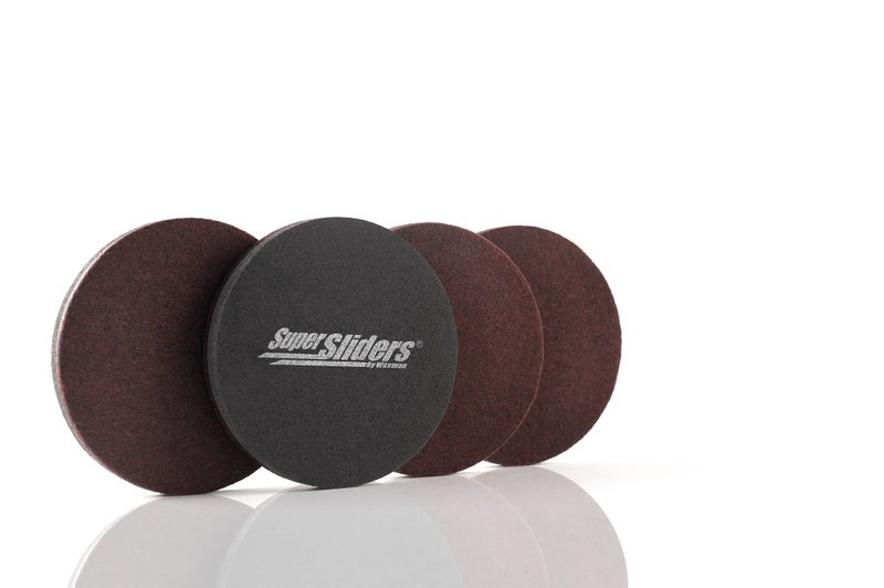 Super Sliders 3 1/2"" Round Reusable Furniture Sliders For Hard Surfaces - Effortless Moving And Surface Protection, Brown (4 Pack) - Image 1