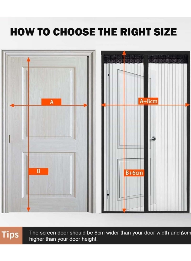Hugifts Fly Screen Door, Anti Mosquito Bug Magnetic Door Screen Mesh with Powerful Magnets and Full Frame Magic Tape, Anti Mosquito Mesh for Bedroom/Balcony/Kitchen, No Drilling, Washable Mesh (100 x 210 cm) - Image 5
