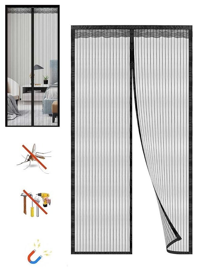 Hugifts Fly Screen Door, Anti Mosquito Bug Magnetic Door Screen Mesh with Powerful Magnets and Full Frame Magic Tape, Anti Mosquito Mesh for Bedroom/Balcony/Kitchen, No Drilling, Washable Mesh (100 x 210 cm) - Image 1