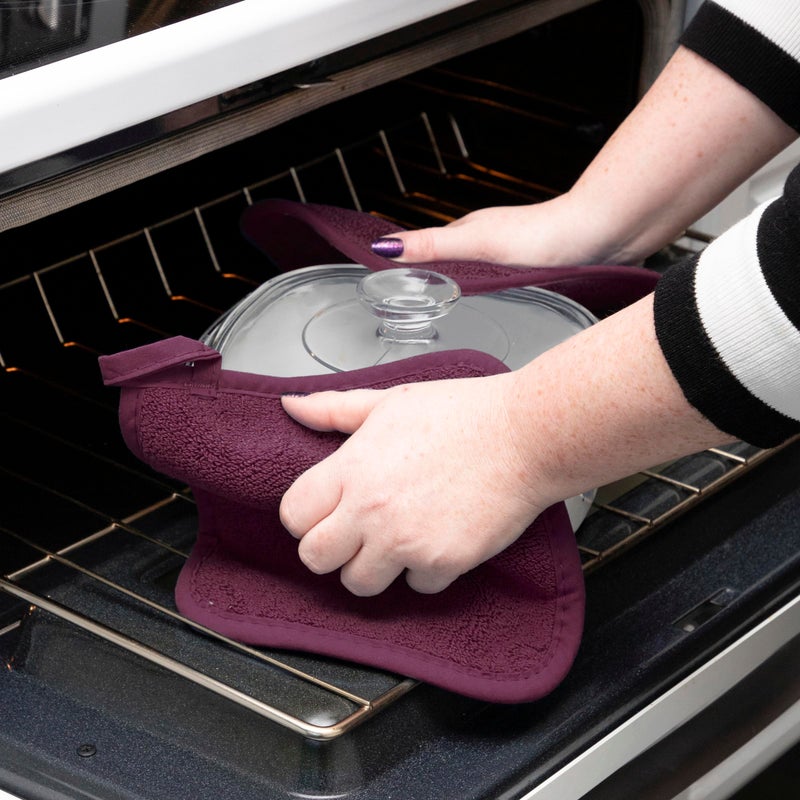 RITZ Terry Potholder & Hot Pad: Unparalleled Heat Resistant, Durable 100% Cotton â€“ Ergonomically Designed for Optimal Grip â€“ Easy-Care Machine Washable â€“ 2-Pack, Beet - Image 4
