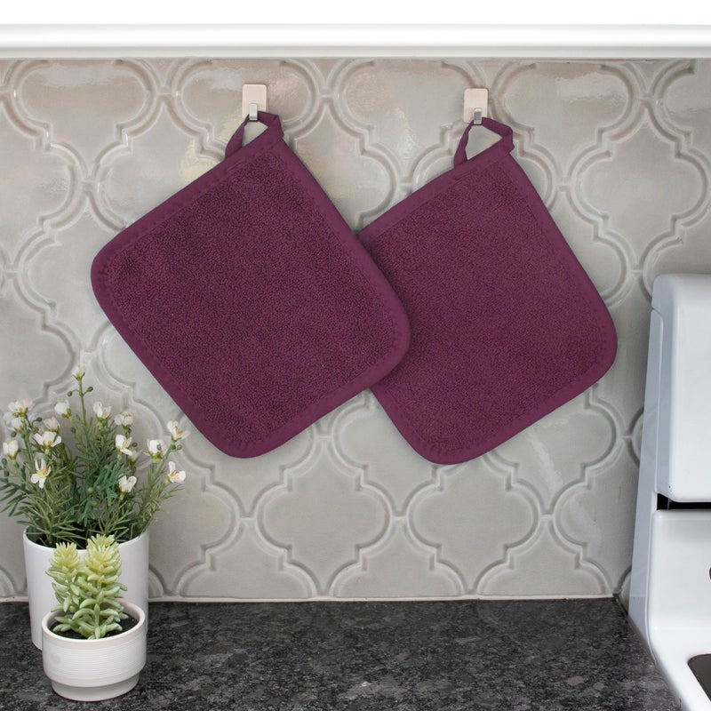 RITZ Terry Potholder & Hot Pad: Unparalleled Heat Resistant, Durable 100% Cotton â€“ Ergonomically Designed for Optimal Grip â€“ Easy-Care Machine Washable â€“ 2-Pack, Beet - Image 5