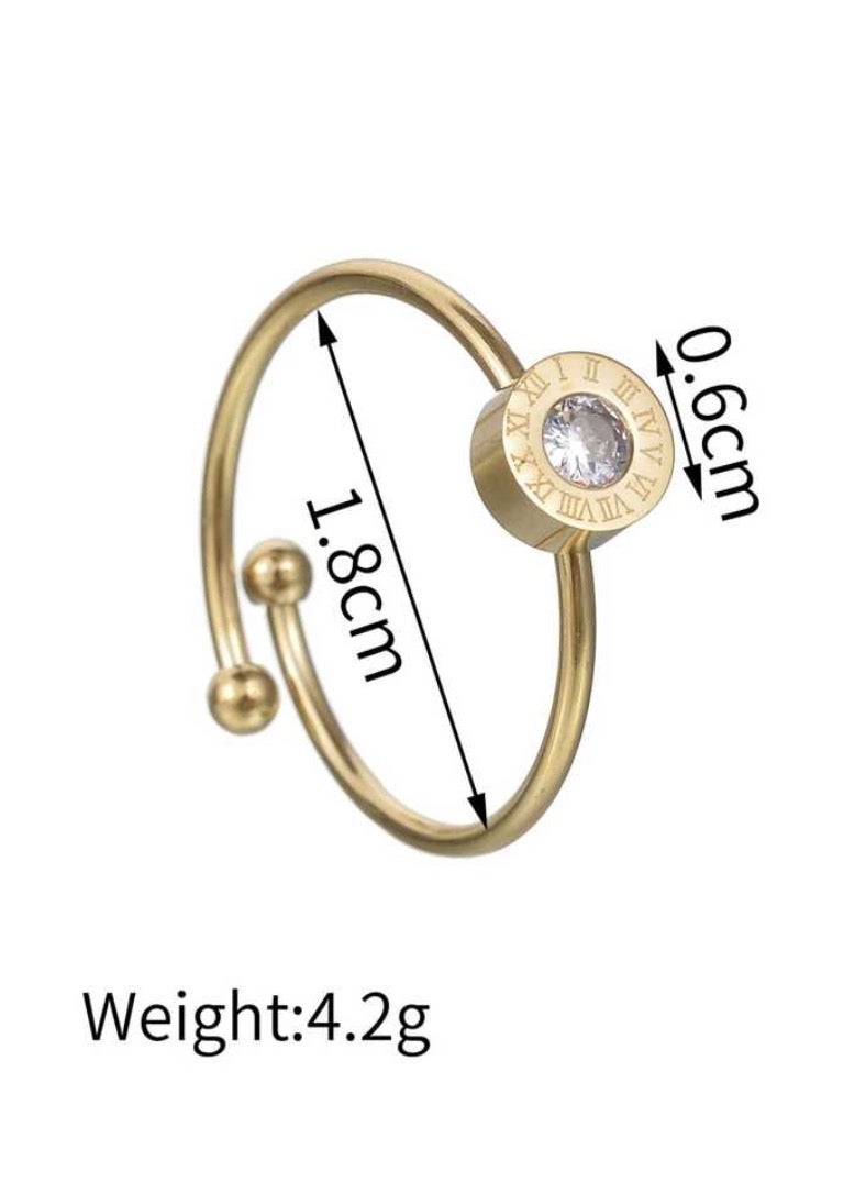 إيكوال خاتم نسائي من الاستانلس ستيل مطلي باللون الذهبي بمقاس موحد - Image 4