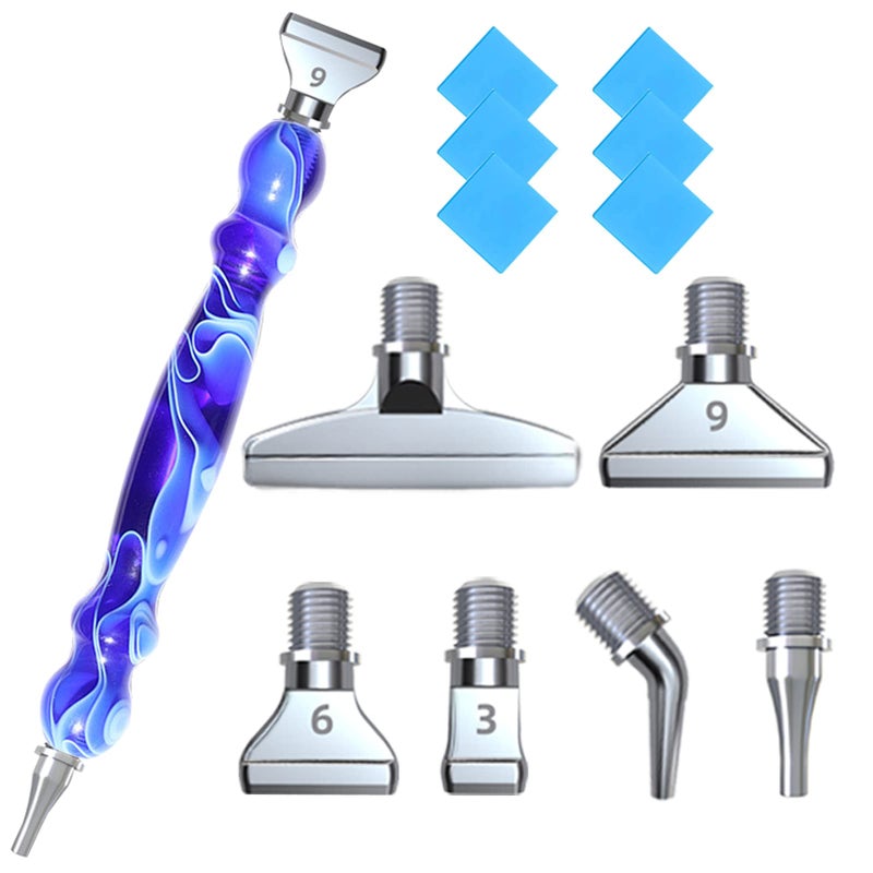 LIBIFUN 14pcs Metal Screw Thread Tips Diamond Painting Pen Kits, a Diamond Art Pen, 6pcs Tips, 6 Glue Clays, 5D Diamond Painting Accessories Tools for DIY Craft, Comfort Grip and Faster Drilling Blue - Image 1