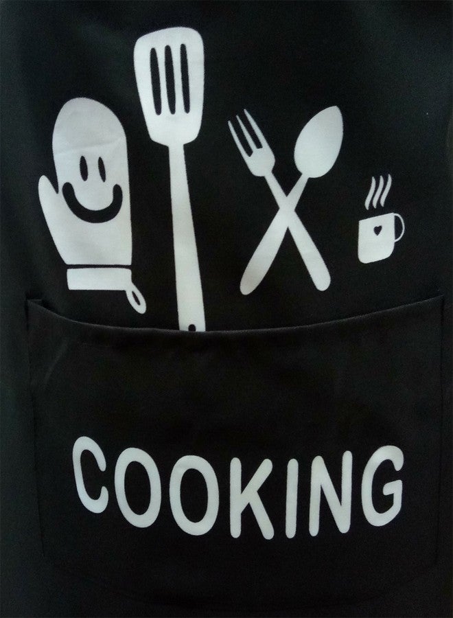 Switchon Waterproof black Cooking print Polyester Kitchen Apron (Black) Proudly Made In India - Image 5