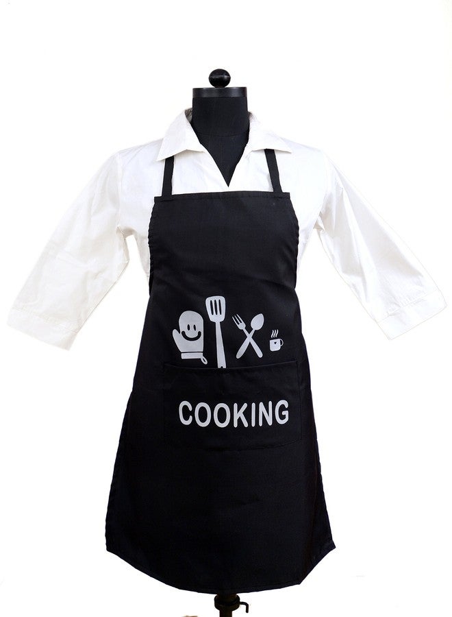 Switchon Waterproof black Cooking print Polyester Kitchen Apron (Black) Proudly Made In India - Image 1