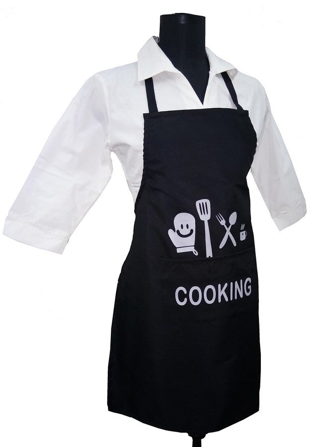 Switchon Waterproof black Cooking print Polyester Kitchen Apron (Black) Proudly Made In India - Image 4