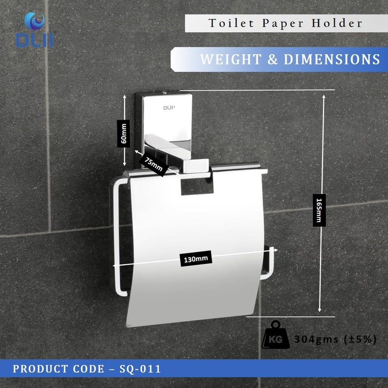 DLII® Square Toilet Paper Holder - Durable Design TP Rack Freestanding Models | Stylish & Space Saving Toilet Paper Holder for Bathroom Premium SS304 Grade Wall Mounted Tissue Organizer - Image 3