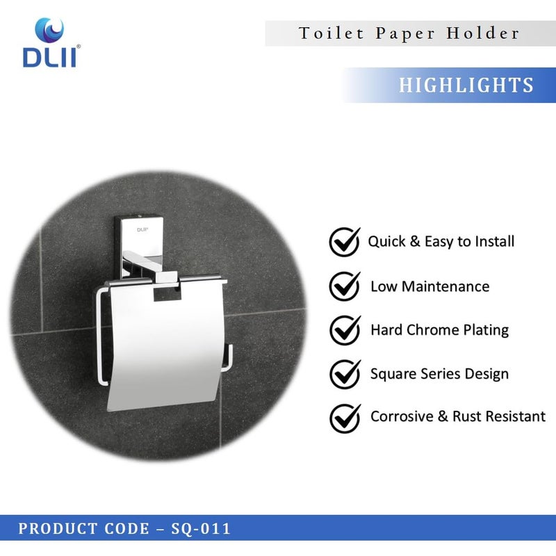 DLII® Square Toilet Paper Holder - Durable Design TP Rack Freestanding Models | Stylish & Space Saving Toilet Paper Holder for Bathroom Premium SS304 Grade Wall Mounted Tissue Organizer - Image 2