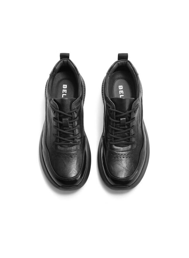 Belle Trendy Comfortable Casual Shoes For Men, Cowhide Business Sneakers A1354am5, Black Velvet Lining, Size 39 - Image 4