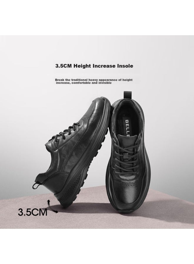 Belle Trendy Comfortable Casual Shoes For Men, Cowhide Business Sneakers A1354am5, Black Velvet Lining, Size 39 - Image 1