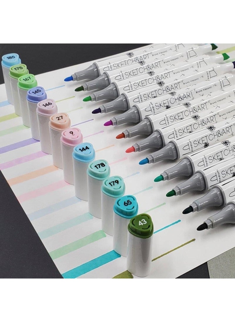 Bruno Visconti "sketch & Art" Double-Sided Marker Pen 12 Colors-Spring Landscape  - Image 5