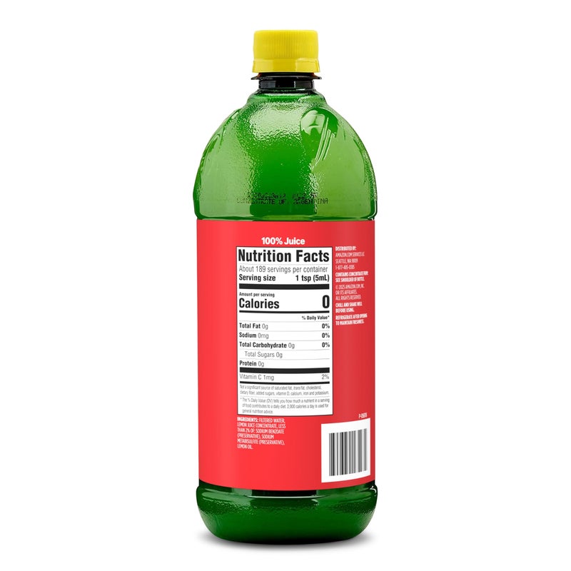 Amazon Saver, Lemon Juice, 100% Juice, 32 Fl Oz (Previously Happy Belly, Packaging May Vary) - Image 3