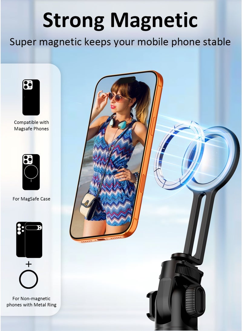 TONEOF 175cm Magnetic Phone Tripod Stand for iPhone and Android, 360° Multi-angle Rotation, with Side Cold Shoe Slot & 1/4" Thread, Rechargeable Remote Control, Multifunctional Tripod for Smartphone/Fill Light/Camera/Microphone - Image 4