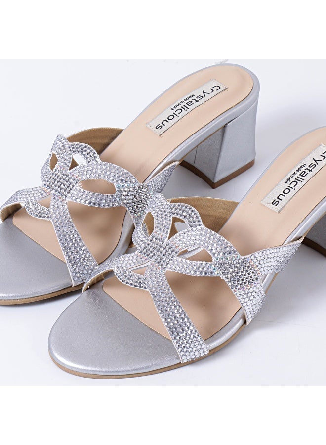 Crystalicious Emily Handcrafted  2 Inches Women's High Heeled Sandals Sparkling Heel for Work And Party, Wedding Party Dress - Image 2