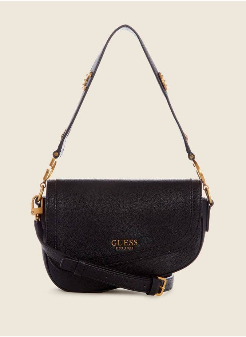 GUESS - 2023 Fashion Sestri Logo Saddle Bag Armpit Bag Ladies Shoulder Bag Black - Image 1