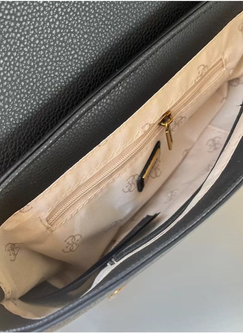 GUESS - 2023 Fashion Sestri Logo Saddle Bag Armpit Bag Ladies Shoulder Bag Black - Image 1