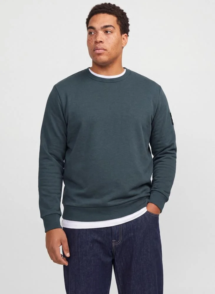JACK & JONES Solid Crew Neck Regular Plus Size Fit Sweatshirt