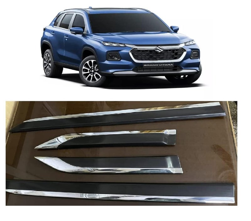 TRENDWALA Side Door Beading Door Cladding Protector Full Black Color Compatible for Maruti Suzukii Grand Vitara 2022 Onwards with Chrome Set of 4 - Image 1