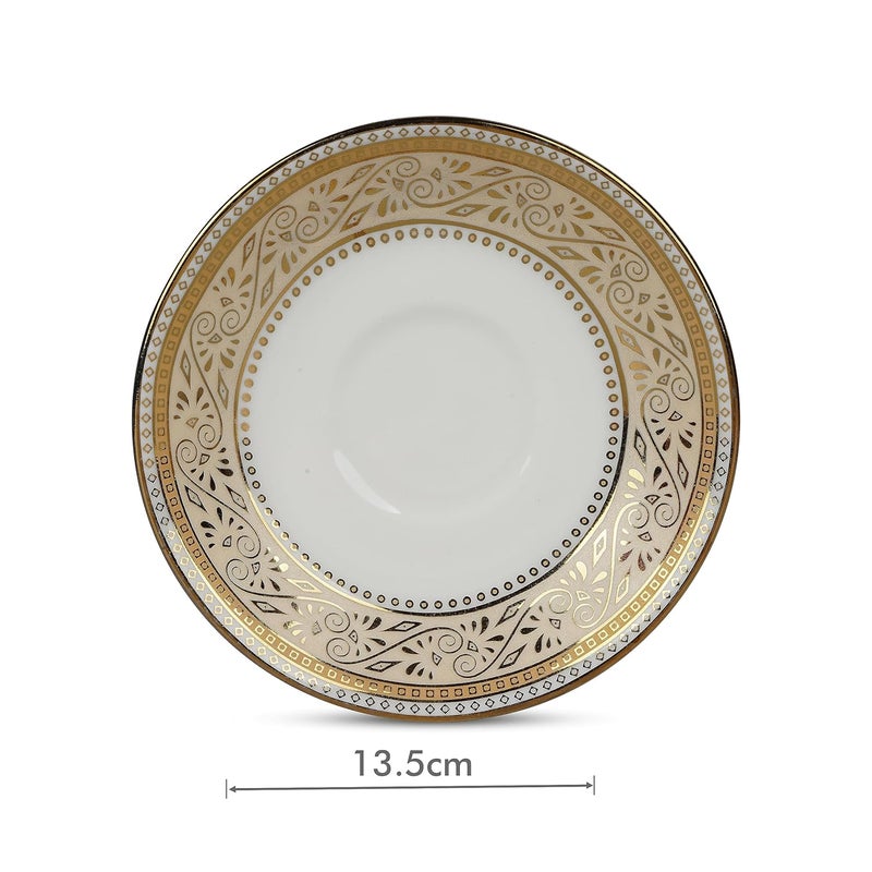 SkyKey Fine Ceramic Cup and Saucer Capacity 160 ML ColorGold Set of 12 6 Cup 6 Saucer - Image 4