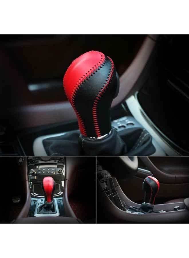 Generic Genuine Leather Automatic At Gear Shift Knob Cover Protector Trim Fit Infiniti Fx35 Qx56 Qx80 Qx70 Qx50 Q60 Q40 Fx37 Ex37 Ex25 Iplg G25 Black Red Leather  - Image 5