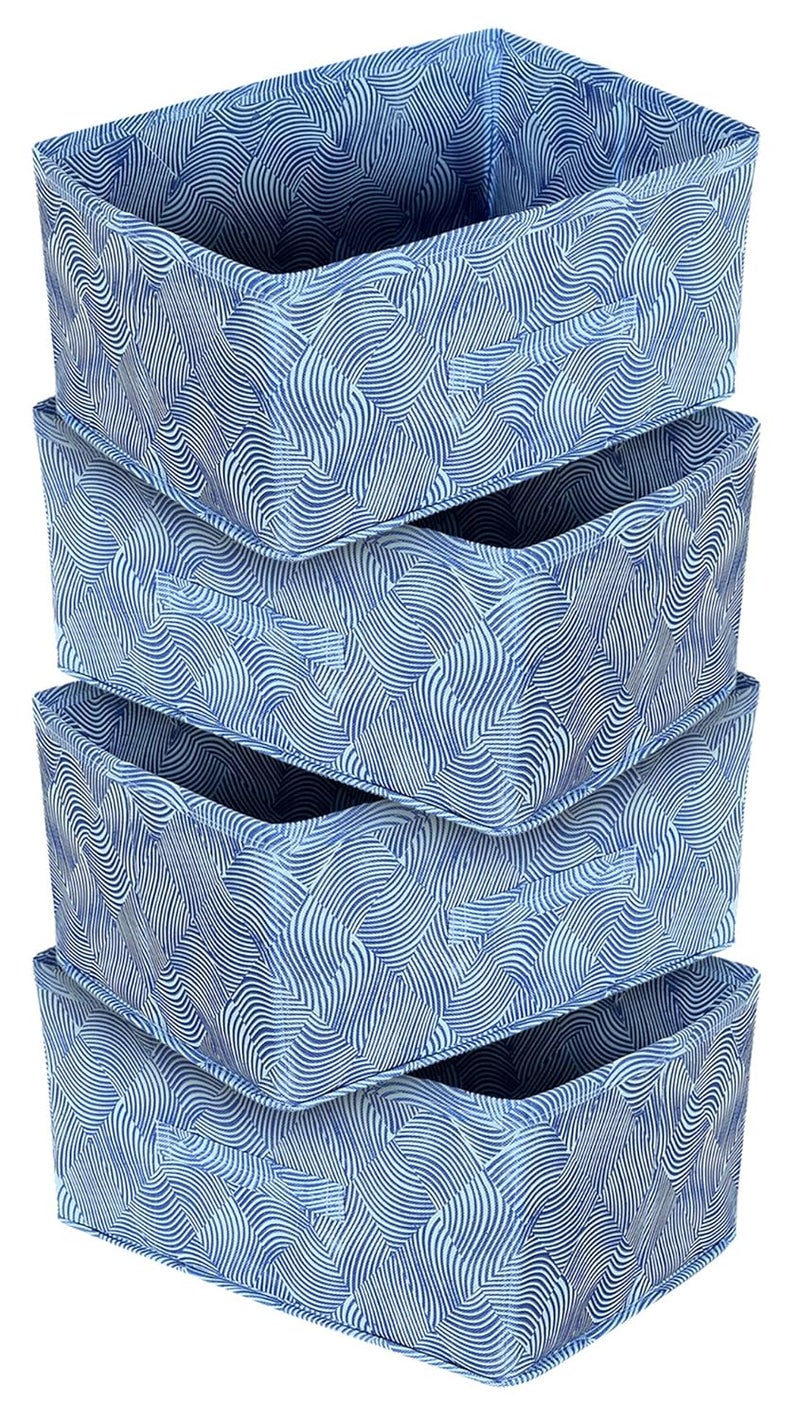 Kuber Industries Laheriya Print Non Woven Fabric 4Replacement Drawer Storage And Cloth Organizer Unit for Closet BlueKUBMART15990 - Image 1