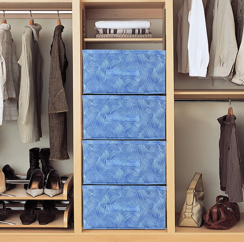 Kuber Industries Laheriya Print Non Woven Fabric 4Replacement Drawer Storage And Cloth Organizer Unit for Closet BlueKUBMART15990 - Image 2