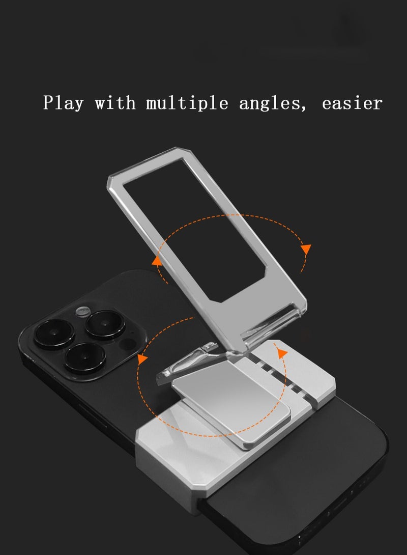 Phone Stand Aluminum Mobile Stand Adjustable Mobile Holder Foldable Phone Holder,Height Angle Adjustable Cell Phone Stand for Office, Flexible Desk iPhone Stand Compatible with All Phones,Silver - Image 3