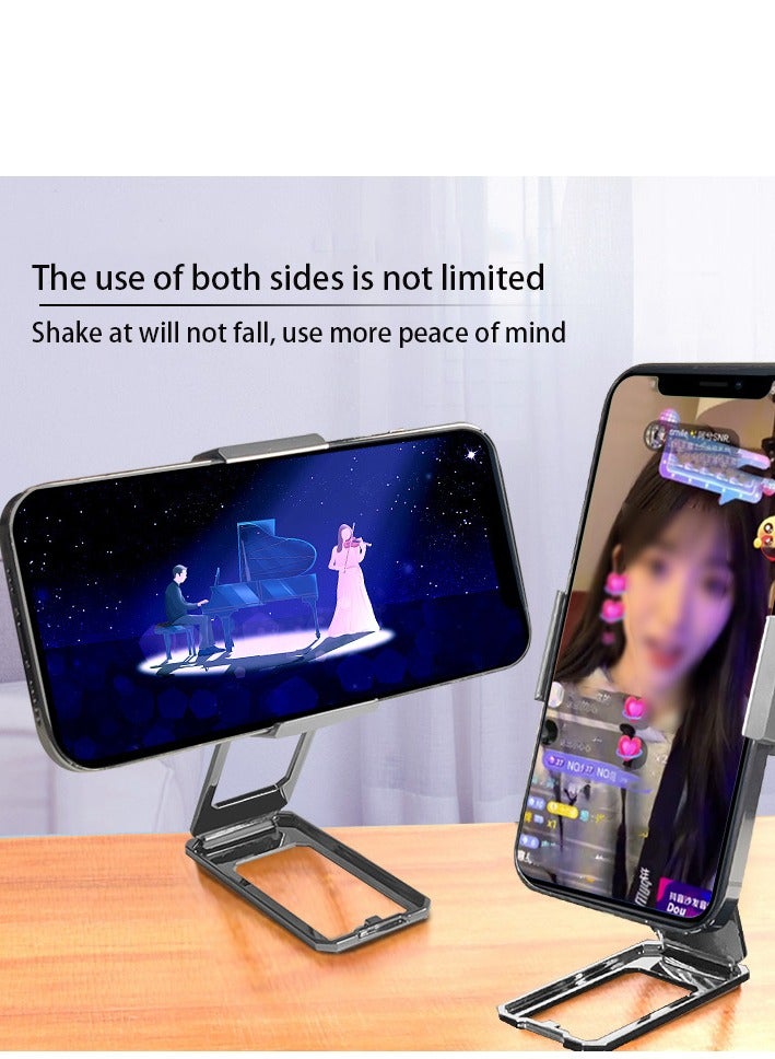 Phone Stand Aluminum Mobile Stand Adjustable Mobile Holder Foldable Phone Holder,Height Angle Adjustable Cell Phone Stand for Office, Flexible Desk iPhone Stand Compatible with All Phones,Silver - Image 2