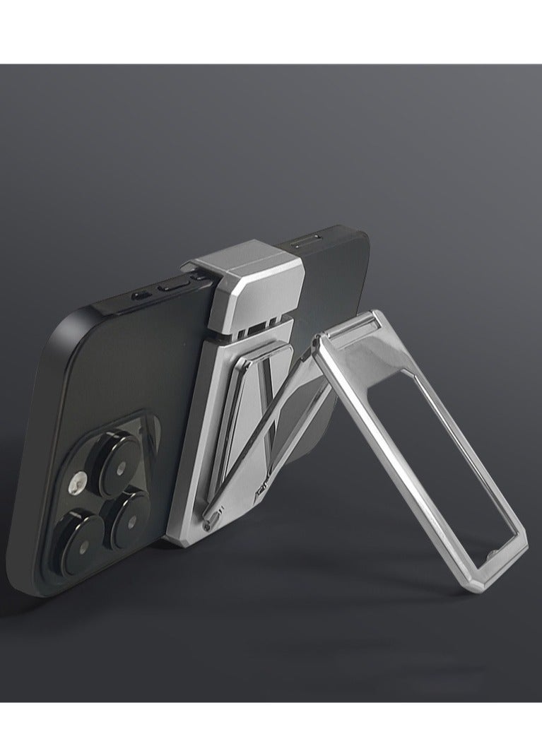 Phone Stand Aluminum Mobile Stand Adjustable Mobile Holder Foldable Phone Holder,Height Angle Adjustable Cell Phone Stand for Office, Flexible Desk iPhone Stand Compatible with All Phones,Silver - Image 4