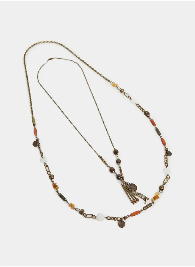 Styli Styli Set of 2 - Embellished Long Necklace