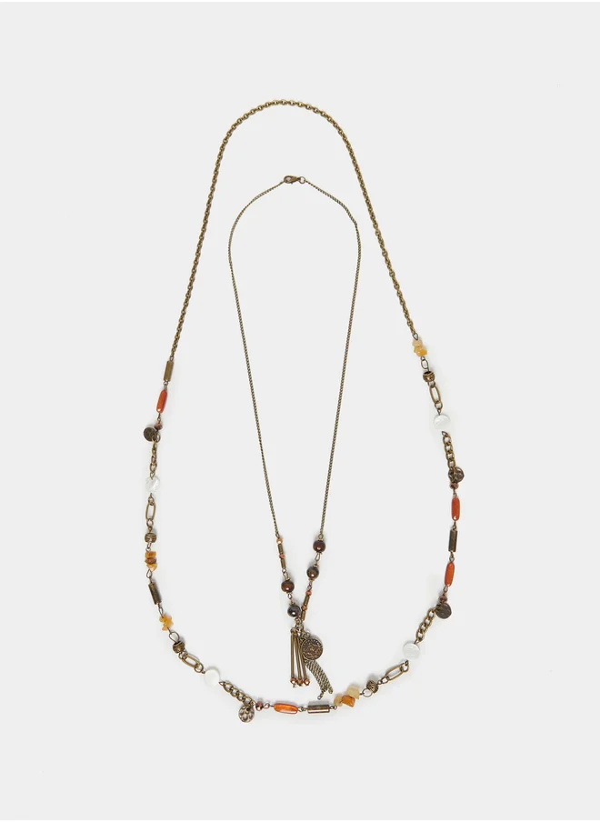 Styli Styli Set of 2 - Embellished Long Necklace