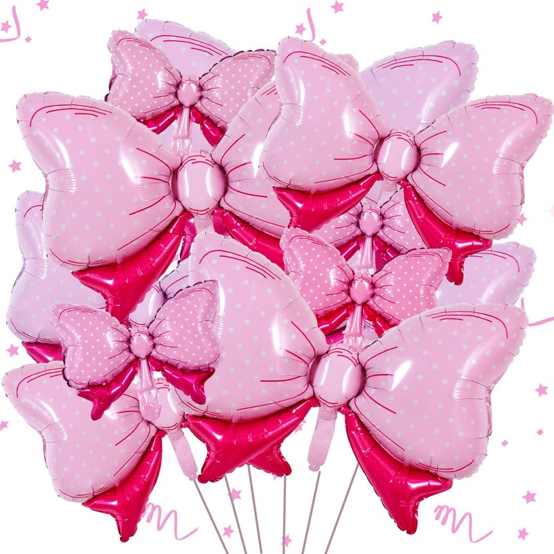Vuzvuv 12 Pcs Pink Bow Balloons 32 Inch 31Inch 15Inch Bowie Foil Balloons for Birthday, Bridal, Wedding, Anniversary Gender Reveal Party Decoration - Image 1