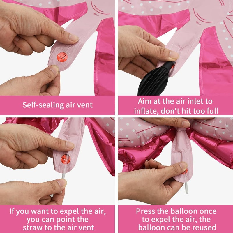 Vuzvuv 12 Pcs Pink Bow Balloons 32 Inch 31Inch 15Inch Bowie Foil Balloons for Birthday, Bridal, Wedding, Anniversary Gender Reveal Party Decoration - Image 3