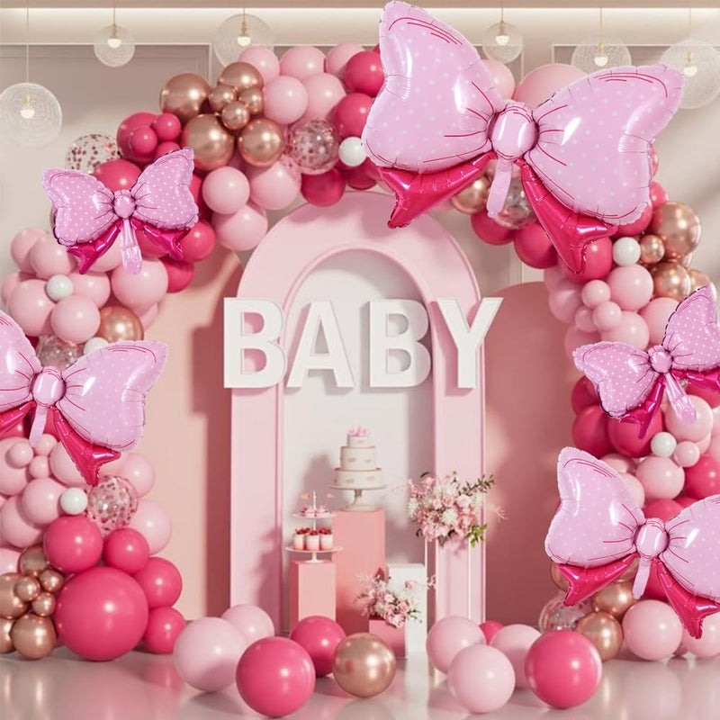 Vuzvuv 12 Pcs Pink Bow Balloons 32 Inch 31Inch 15Inch Bowie Foil Balloons for Birthday, Bridal, Wedding, Anniversary Gender Reveal Party Decoration - Image 4