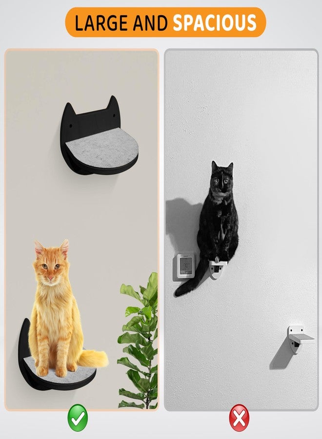 BUOGA Cat Wall Shelves – 3 Steps Climbing Furniture & Perch for Indoor Cats up to 30lbs, Wooden Floating Shelf with Non-Slip Pad Bed, Modern Corner & Wall Mounted for Playing and Lounging - Black - Image 4