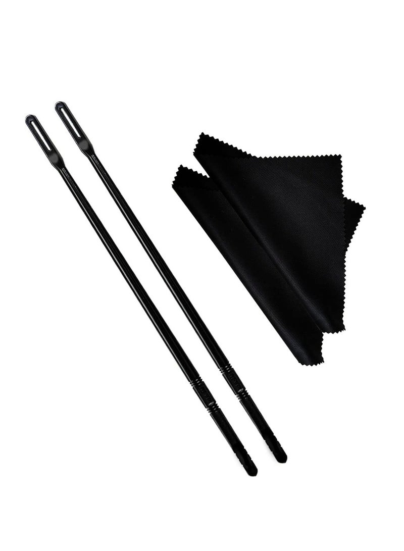 SOLARAE 4 Pcs Flute Cleaning Kit, 2pcs Flute Cleaning Rod and 2pcs Flute Cleaning Cloth Flute Cleaning Swabs Flute Cleaning Supplies for Flute Cleaning and Polishing (Black) - Image 1