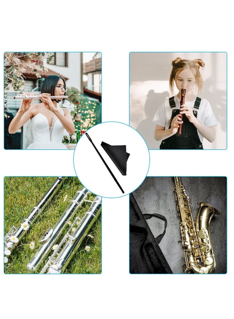 SOLARAE 4 Pcs Flute Cleaning Kit, 2pcs Flute Cleaning Rod and 2pcs Flute Cleaning Cloth Flute Cleaning Swabs Flute Cleaning Supplies for Flute Cleaning and Polishing (Black) - Image 2