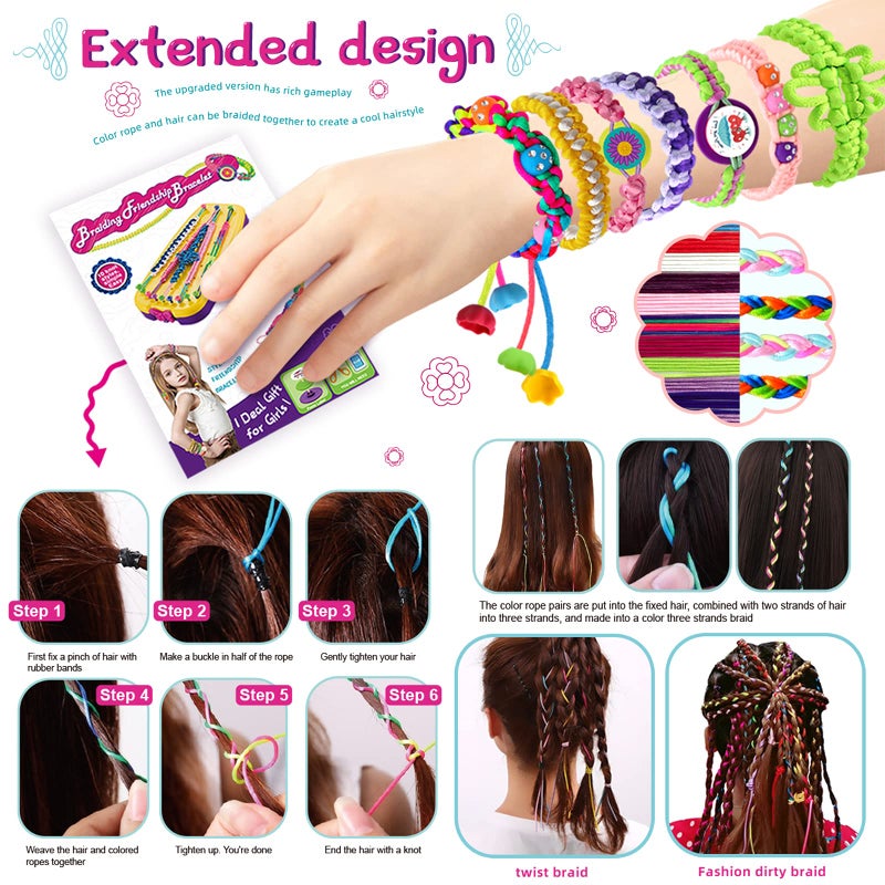 Topdiaos Friendship Bracelet Making Kit Toys, Ages 7 8 9 10 11 12 Year Old Girls Gifts Ideas, Birthday Present for Teen Girl, Arts and Crafts String Maker Tool, Bracelet DIY, Kids Travel Activity Set - Image 4