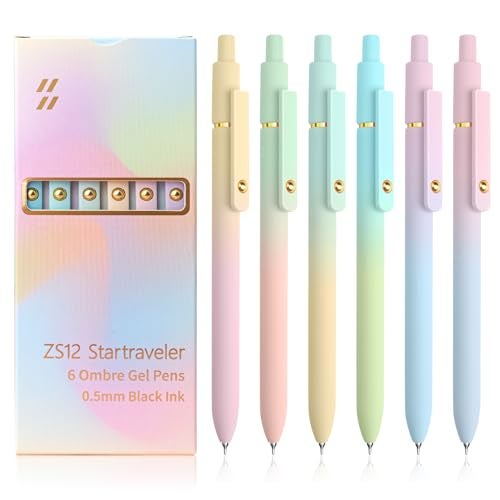 UIXJODO 6 Pcs Gel Pens 0.5mm Quick Dry Black Ink Pens Fine Point Smooth Writing Pens, Cute Office and School Supplies Gifts for Women Teacher Students (6 Pcs Ombre Gold) - Image 1