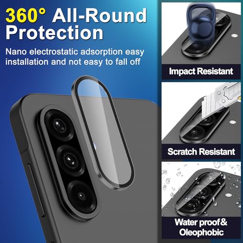 Avocase for Samsung Galaxy A36/A56 Camera Lens Protector, Individual Metal Ring Tempered Glass Lens Cover, [Strong Adsorption] Scratch Resistant Ultra-Thin HD Clear Lens Cover, 1 Set-Black - Image 3