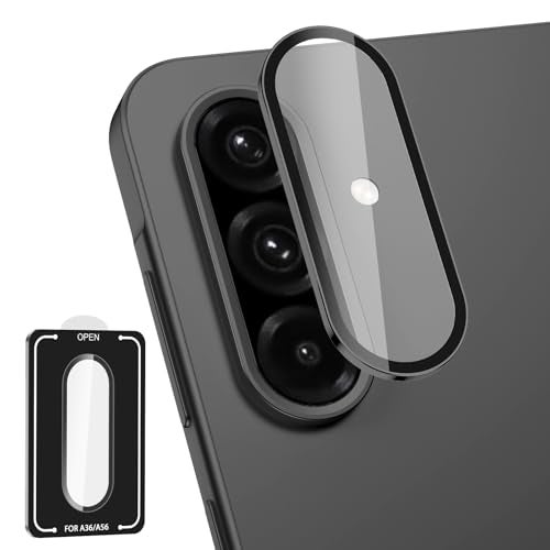 Avocase for Samsung Galaxy A36/A56 Camera Lens Protector, Individual Metal Ring Tempered Glass Lens Cover, [Strong Adsorption] Scratch Resistant Ultra-Thin HD Clear Lens Cover, 1 Set-Black - Image 1