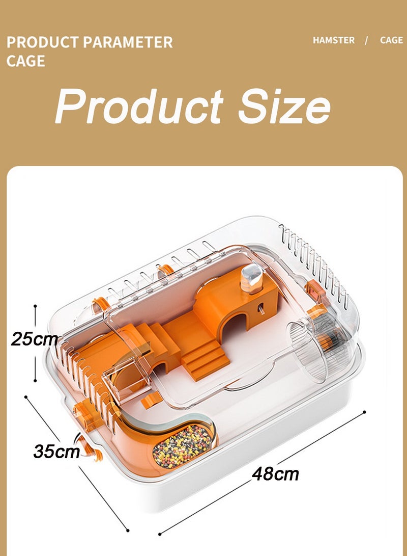 Kidle Hamster Cage Small Animal CageTransparent Hamster Cage Small Animal Cage Mice House Small Animal House with Exercise Wheels - Image 2