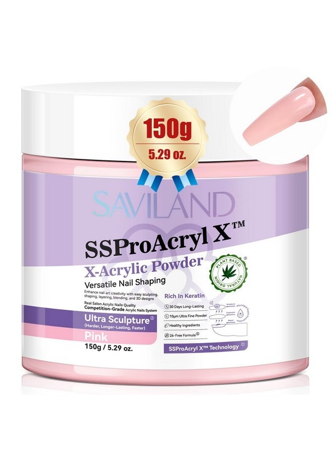 Saviland Pink Acrylic Powder Super-Hard: 5.29Oz Keratin Acrylic Powder Smoother Acrylic Nail Powder Bubble Free Professional Nail Powder For Nail Extension & 3D Carving Acrylic Nail Kit Home Salon  - Image 1
