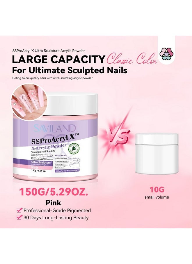 Saviland Pink Acrylic Powder Super-Hard: 5.29Oz Keratin Acrylic Powder Smoother Acrylic Nail Powder Bubble Free Professional Nail Powder For Nail Extension & 3D Carving Acrylic Nail Kit Home Salon  - Image 3