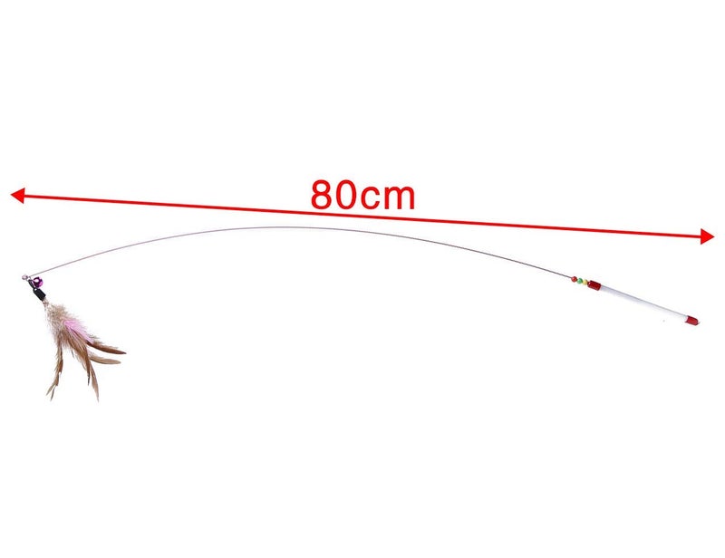 URBANMAC Rod Roped Teaser Toy Bell Dangler with Natural Feather for Pet 1 pc - Image 2