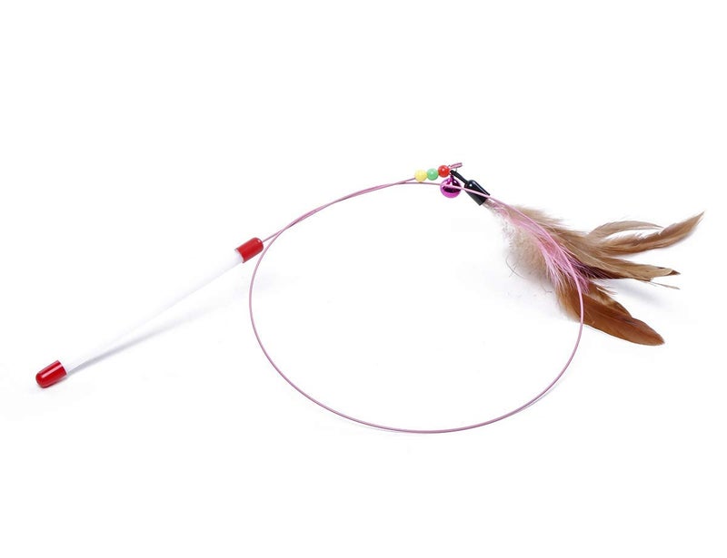 URBANMAC Rod Roped Teaser Toy Bell Dangler with Natural Feather for Pet 1 pc - Image 1